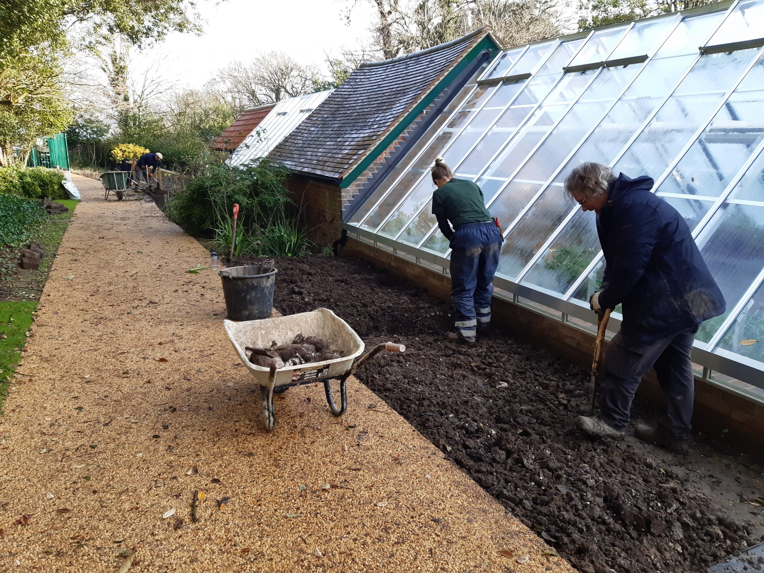 Digging new beds at new greenhouse January 2021. Photo by Worthing Borough Council