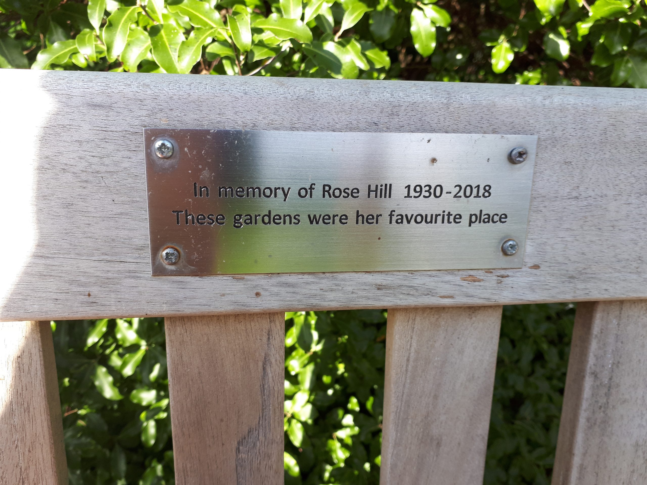 Detail of Highdown bench plaque