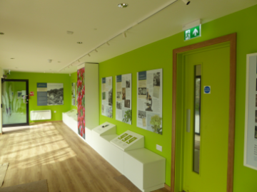 Interior of new Highdown Visitors Centre. Photograph taken April 2021 by H. MacGillivray