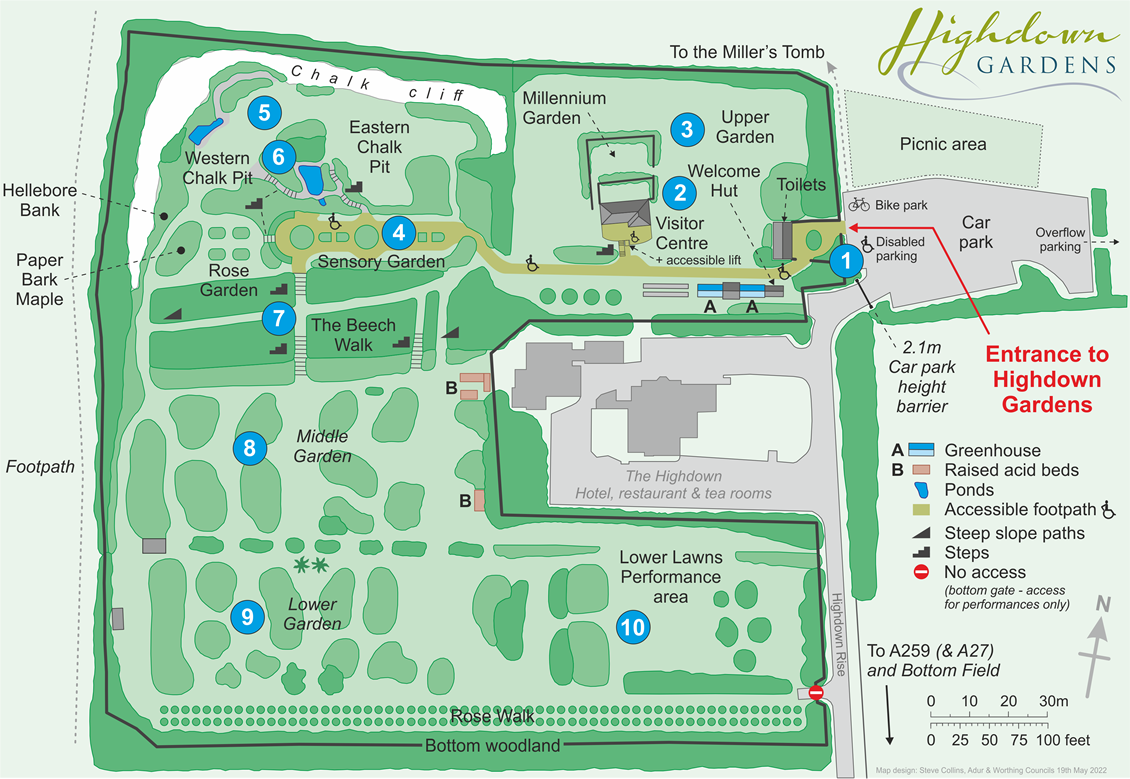 Virtual Tour, Highdown Gardens site map