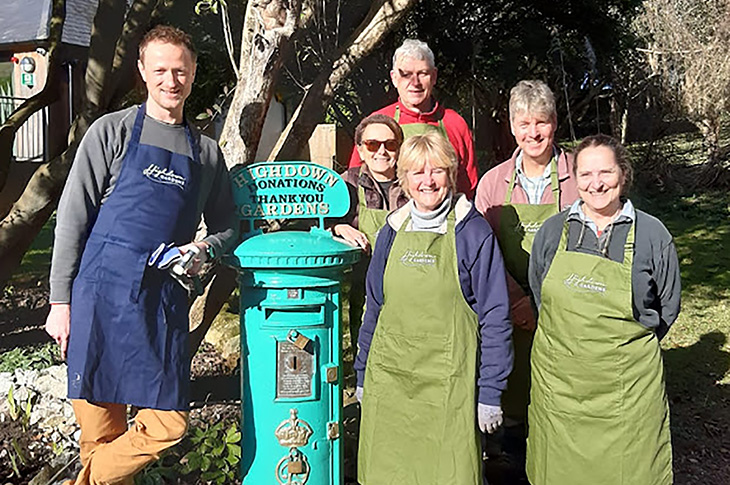 Highdown volunteers next to the donations postbox