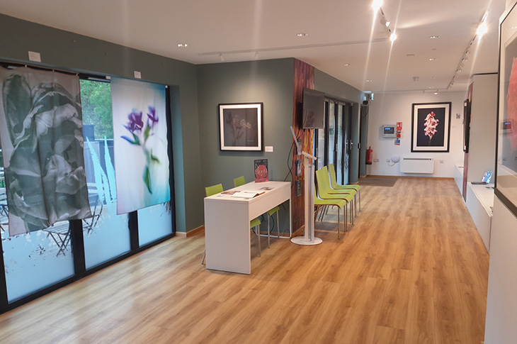 Highdown Gardens Visitor Centre - interior - with an exhibition on display